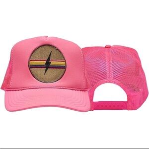 Vibrant Pink Women's Cap with Lightning Emblem